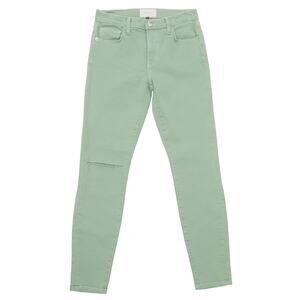 Current/Elliott Green Denim Twill Distressed Skinny Jeans Size 27
